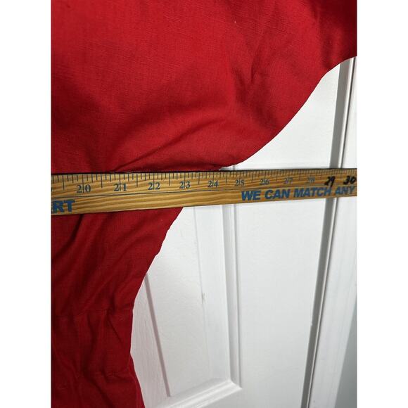 Vintage 80s Midi Long Red Pleated Skirt Linen Dress Secretary 14 16 Rockabilly - Picture 10 of 12